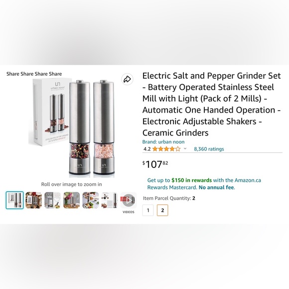 Electronic salt and pepper grinder set - Picture 3 of 5